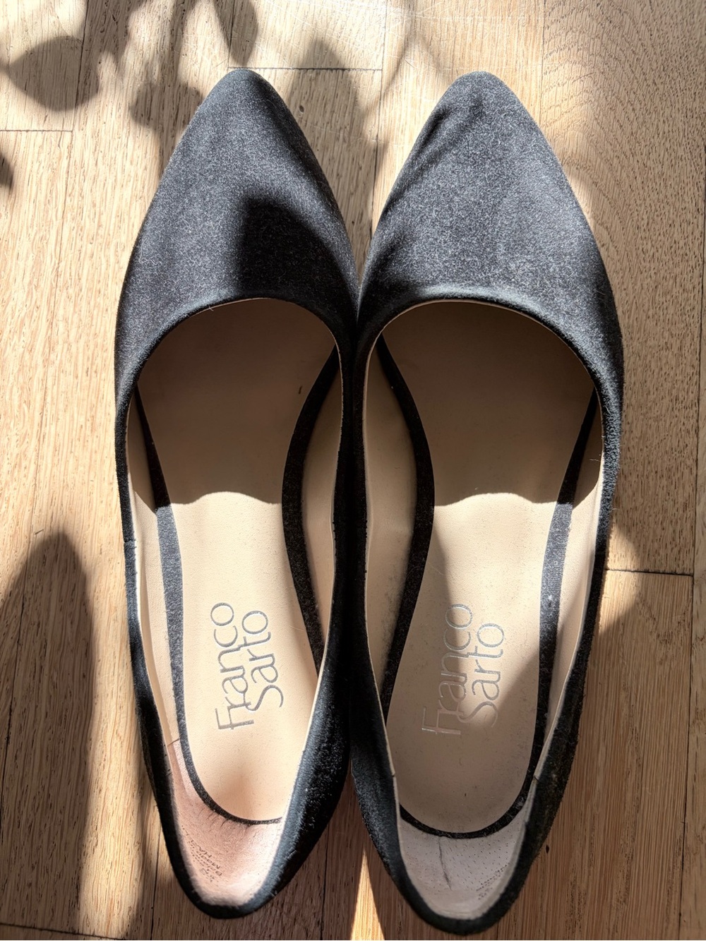 Franco Sarto Black Suede Flats